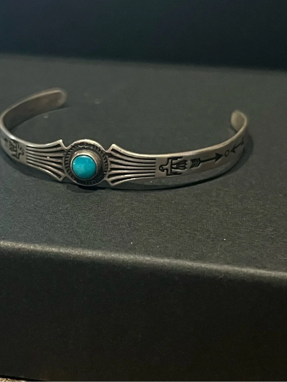 Sterling Silver Turquoise Inlay Cuff Bracelet- baby or toddler